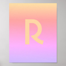 Modern Monogram Rosa Lilac Peach Poster
