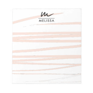 Modern Monogram Rosa Linjer Abstrakt Art Anteckningsblock