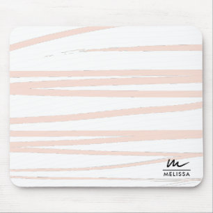 Modern Monogram Rosa Linjer Abstrakt Art Musmatta