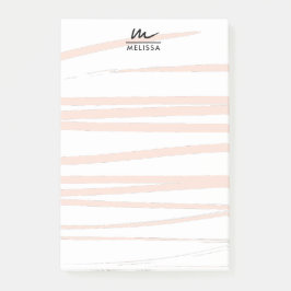Modern Monogram  Rosa Linjer Abstrakt Art Post-it Block