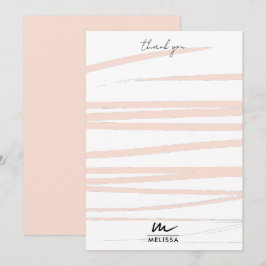 Modern Monogram  Rosa Linjer Abstrakt Art Tack Kort