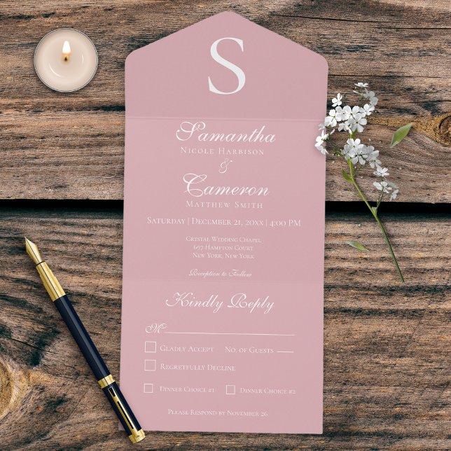Modern monogram-Rosa - middag (Skapare uppladdad)