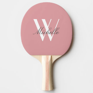 Modern Monogram  Rosa Namn Script Snyggt Pingisracket