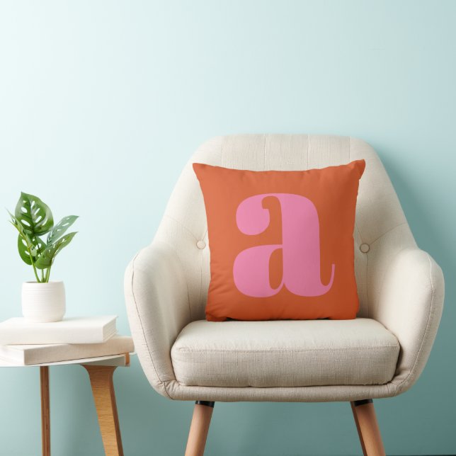 Modern Monogram - Rosa och Orange vid Brev Kudde (Stol)