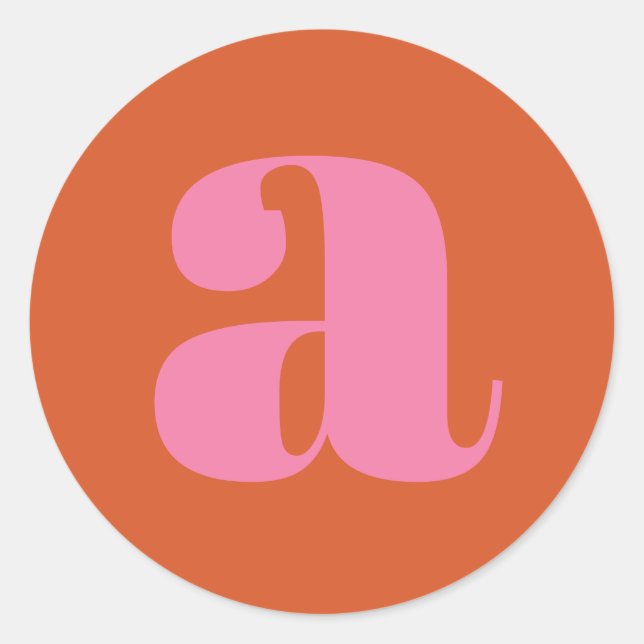Modern Monogram - Rosa och Orange vid Brev Runt Klistermärke (Framsida)