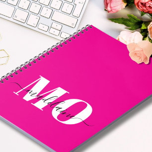 Modern monogram Rosa och vit bärbar dator Anteckningsbok