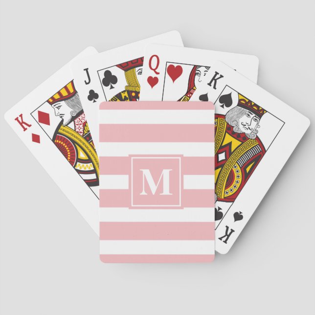 Modern monogram Rosa Rand Mönster Casinokort (Baksidan)