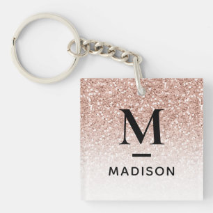 Modern Monogram Rosa ros Guld Glitter Ombre Namn