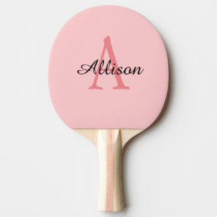 Modern Monogram Rosa Script Namn Personlig Pingisracket
