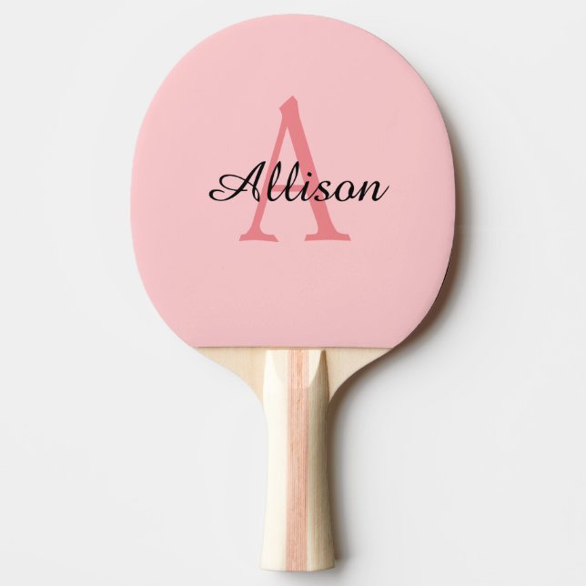 Modern Monogram Rosa Script Namn Personlig Pingisracket (Framsidan)