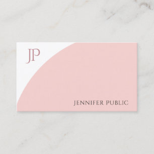 Modern monogram Rosa Vit Elegant enkel Visitkort