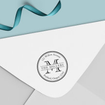 Modern Monogram Round Gräns Namn Returadress