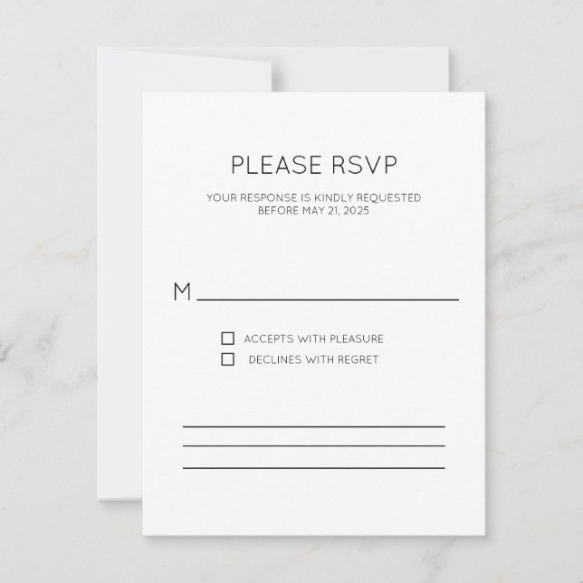 Modern Monogram RSVP-kort OSA Kort (Framsida)