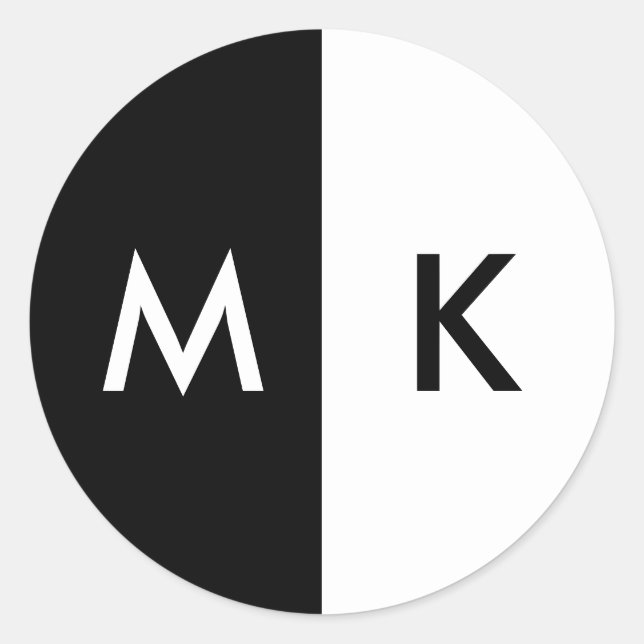 Modern Monogram Runt Klistermärke (Framsida)