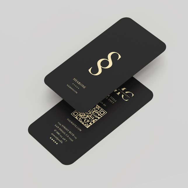 Modern Monogram S Black Guld Professionell Logotyp Visitkort (Modern Monogram S Black Gold Professional Logo Business Card
)