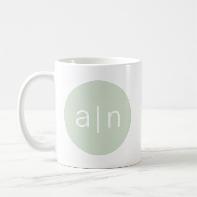 Modern monogram Sage-Grönt Kaffemugg (Vänster)