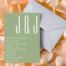 Modern monogram Sage Grönt - minimalistisk Bröllop