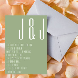Modern monogram Sage Grönt - minimalistisk Bröllop Inbjudningar