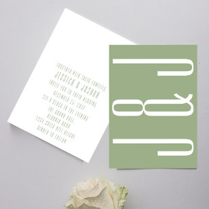 Modern Monogram Sage Grönt Typography Bröllop Inbjudningar