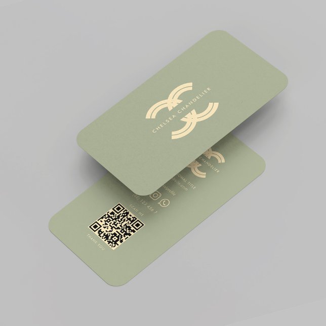 Modern Monogram Sage Logotyp C Company Visitkort (Modern Monogram Sage Gold Logo C Company Business Card
)