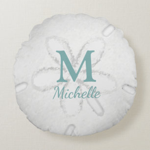Modern monogram Sand Dollar Turcos Ocean Rund Kudde