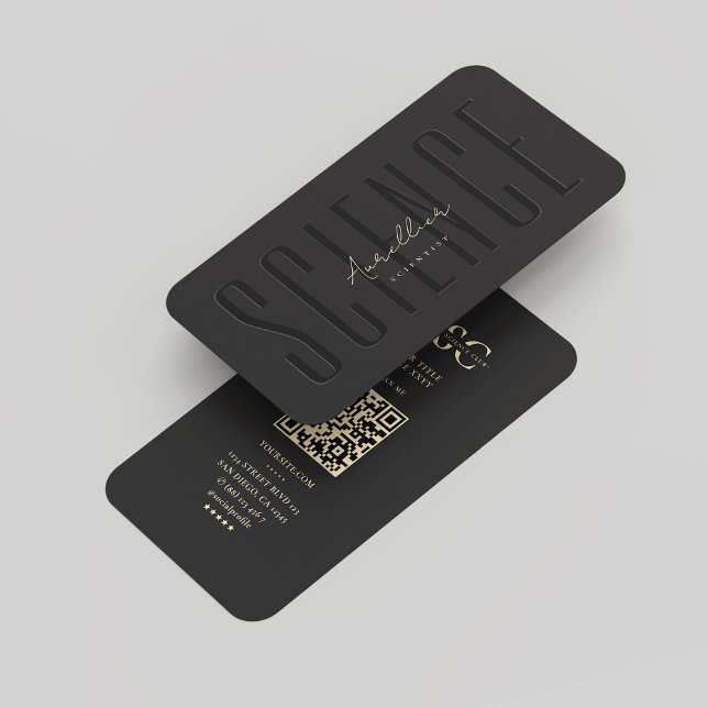 Modern Monogram Science Scientist Black Guld Visitkort (Modern Monogram Science Scientist Black Gold Business Card
)