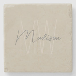 Modern monogram Script Beige Stenunderlägg