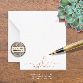 Modern Monogram Script Initialer Terracotta Anteckningskort