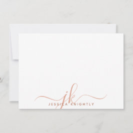 Modern Monogram Script Initialer Terracotta Anteckningskort