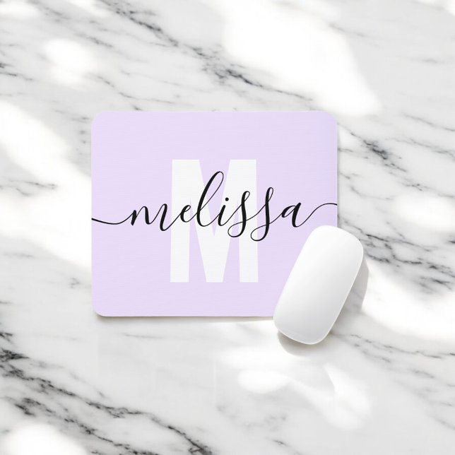 Modern monogram Script Light Lila Musmatta (Skapare uppladdad)