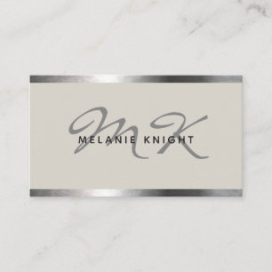 Modern Monogram Silver Gräns-minimalist Visitkort