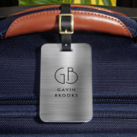 Modern Monogram Silver Grått  Brushed Metallic