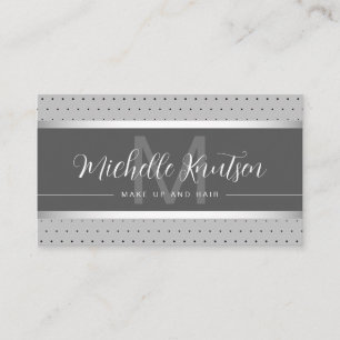 Modern Monogram Silver Makeup Artist Hair Salon Visitkort