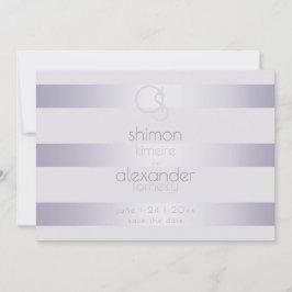 Modern Monogram Silverlila Ränder Spara Datumet