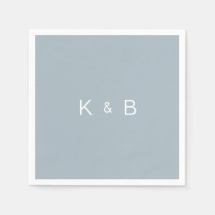 Modern Monogram Simple Dusty Blue Cocktail Pappersservett