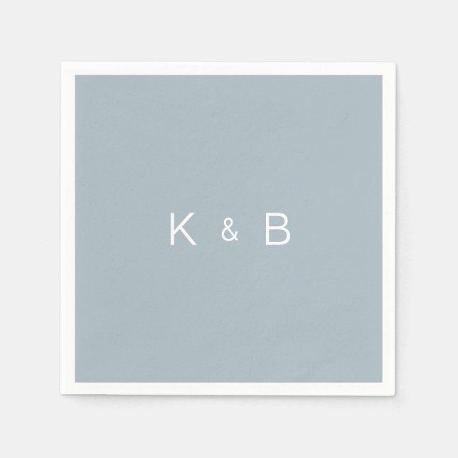 Modern Monogram Simple Dusty Blue Cocktail Pappersservett (Framsidan)