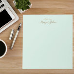 Modern Monogram Simple Stylish Mint Green & Gold Anteckningsblock<br><div class="desc">Modern Monogram Minimalist Simple Stylish Mint Green & Gold Notepad</div>