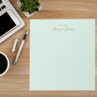 Modern Monogram Simple Stylish Mint Green & Gold Anteckningsblock