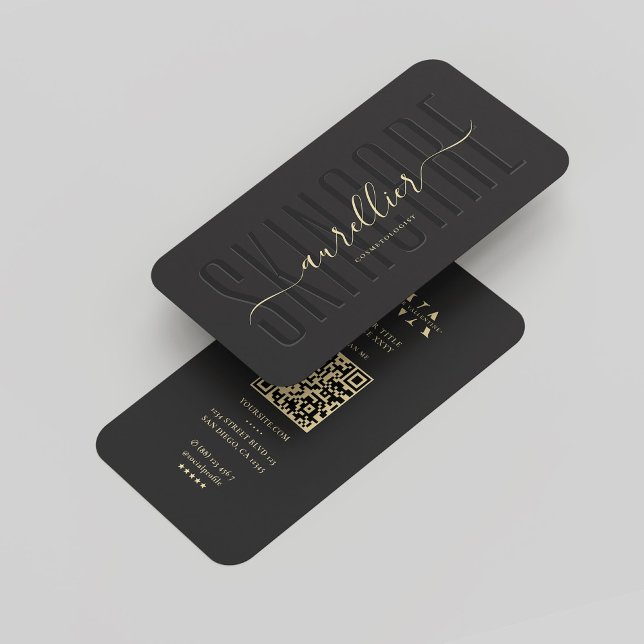 Modern Monogram Skincare Esthetician Elegant Black Visitkort (Modern Monogram Skincare Esthetician Elegant Black Business Card
)