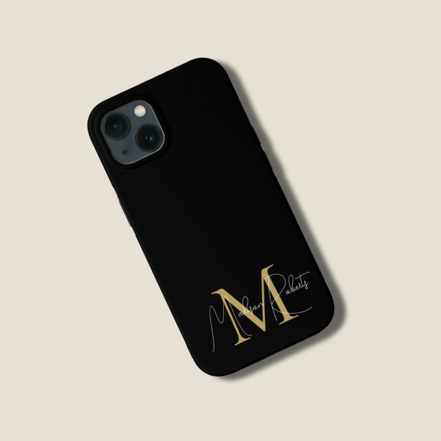 Modern monogram-skrift namn logotyp svart (Skapare uppladdad)