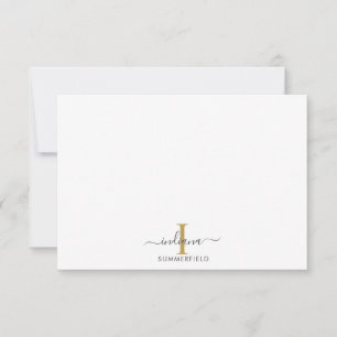 Modern Monogram-skript för första Eleganten - före Anteckningskort
