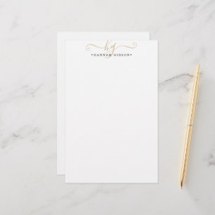 Modern monogram skript Initialer Guld - minimalt Brevpapper