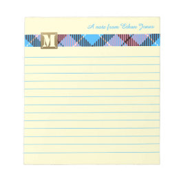 Modern monogram skript Namn Tartan Canary Lined Anteckningsblock