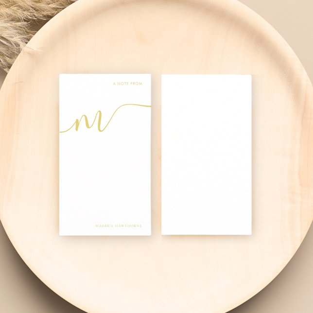 Modern monogram-skriptkalligrafi Guld Namn Anteckningskort (Skapare uppladdad)