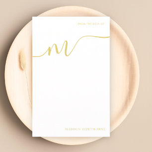 Modern monogram skriptkalligrafi Guld-Papper Brevpapper