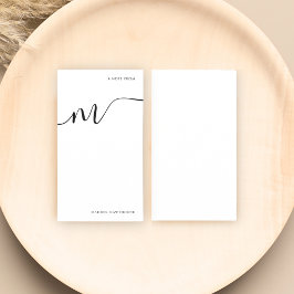 Modern Monogram-skriptkalligrafi svart vit Anteckningskort