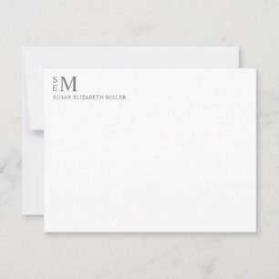 Modern monogram Smokey Grått Personal Stationery Anteckningskort