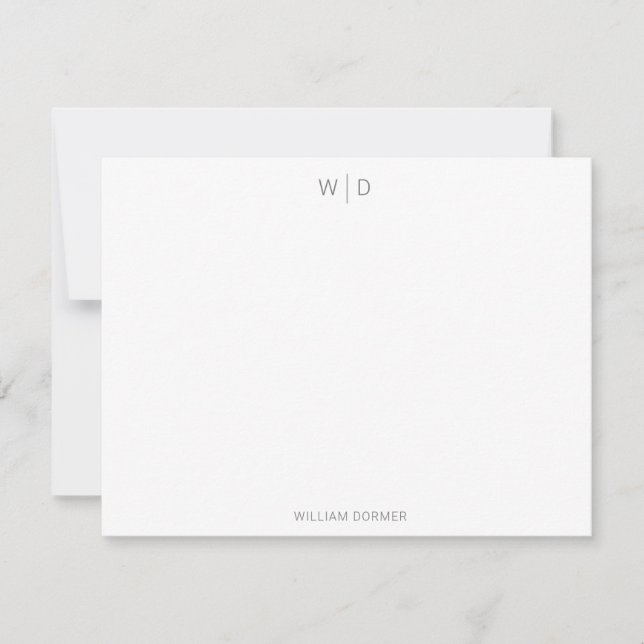 Modern monogram Smokey Grått Personal Stationery Anteckningskort (Framsida)