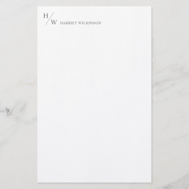 Modern monogram Smokey Grått Personal Stationery  Brevpapper (Framsida)