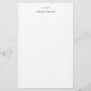 Modern monogram Smokey Grått Personal Stationery Brevpapper